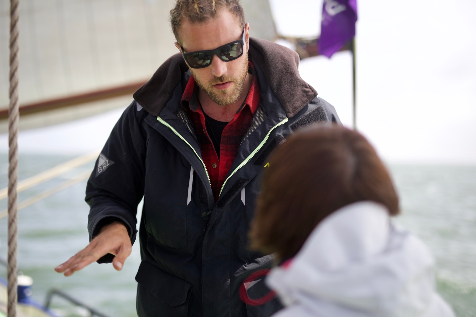 Fabio Andreatta working on a traditional sailing ship deck, showing seamanship skills