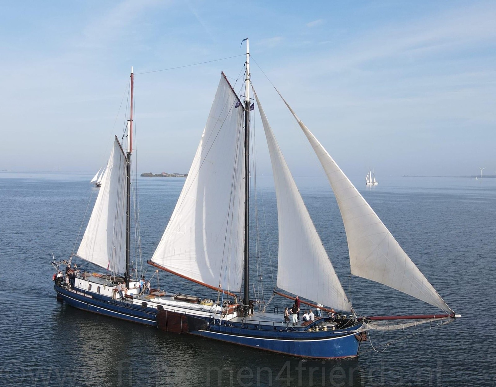 Fabio Andreatta's traditional tall ship under full sail on calm seas